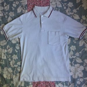 SOLDVintage 70s White Terry Cloth Polo Shirt